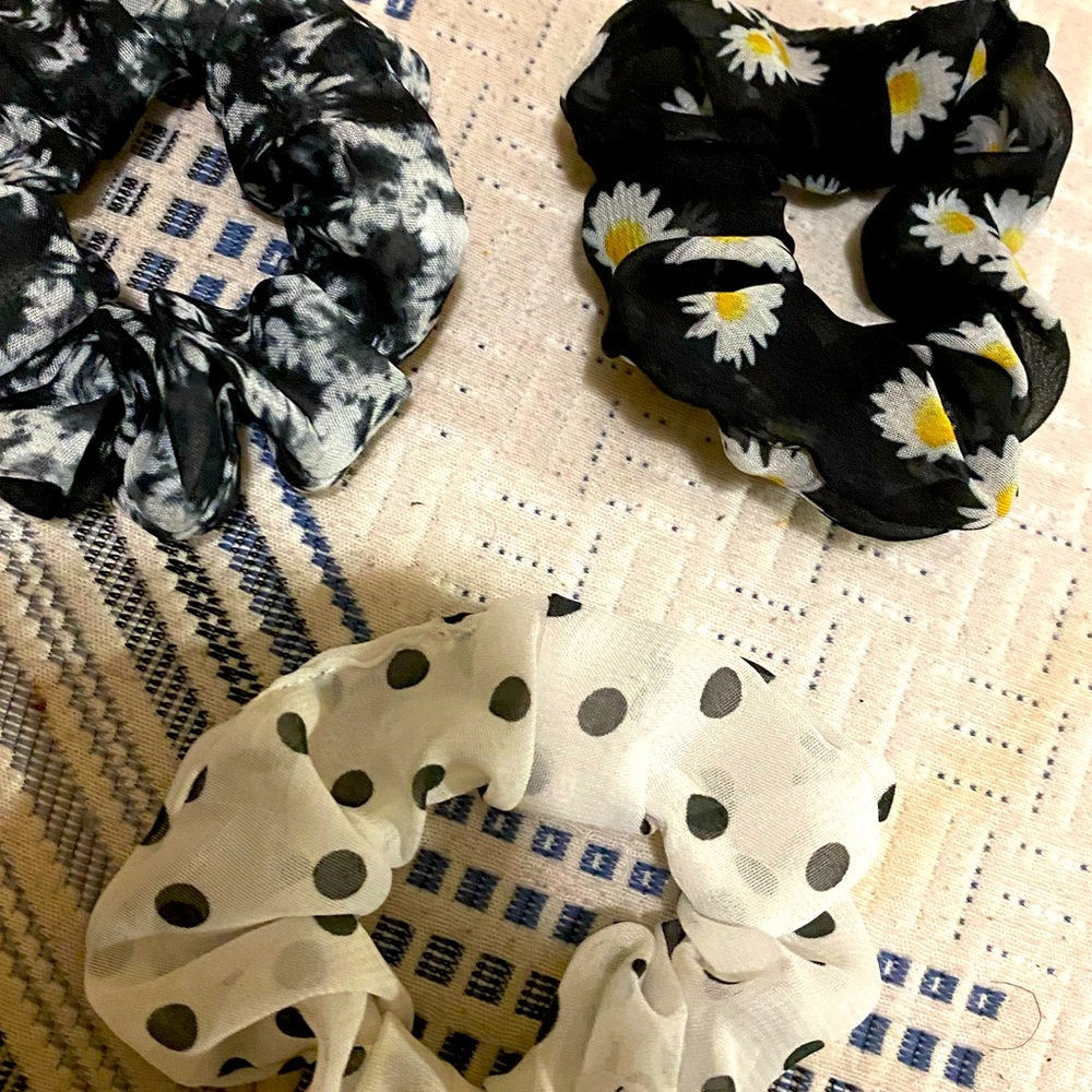 Three Soft Silk Pretty Scrunchies